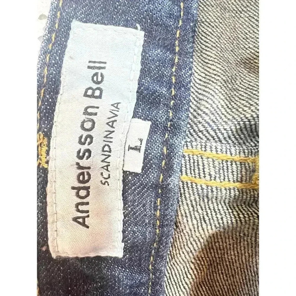 ANDERSSON BELL SCANDENAVIA high rise CUFFED CAPRI DENIM JEANS SIZE LARGE - Picture 2 of 8